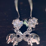 Cubic Zirconia Elephant Solid Sterling Silver Earrings Photo 0