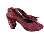 See By Chloe  FLORAL EMBROIDERED BURGUNDY SUEDE SANDALS Photo 0