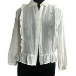 Trovato Bird of Paradise Ruffle White Gauzy Shirt Nwot Size L Photo 0