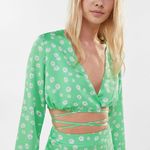 Bershka floral bohemian long sleeve crop top blouse Photo 0