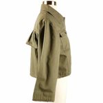 BB Dakota JACK Cropped Green Jacket Olive Cotton Bell Sleeve Frayed Small NWT Photo 4
