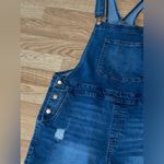 No Boundaries  Women’s overalls size Large Distressed Blue Denim Relaxed frayed Photo 6