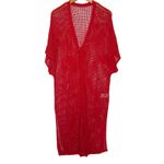 Free People NWT  Women’s Red Crochet Button Front Duster Photo 3