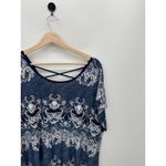 Westport  Top Women 2X Blue Printed  Scoop Neck Short Sleeve Stretch Shark Hem Photo 2