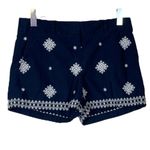 Loft  Shorts Low Rise 4” Inseam Navy White Cotton Embroidered Women’s Size 4 Photo 5