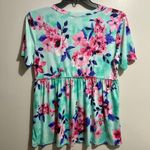 HEIMISH USA Green Peplum Blouse with Short Sleeves (995) Size L Photo 3