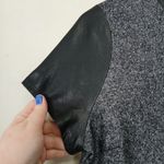 Talbots  Wool Blend Top Women Medium Faux Leather Sleeve Edgy Glam Rock Night Out Photo 2