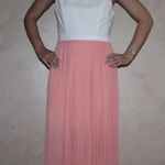 SheIn White & Coral Pleated Maxi Dress NWOT Photo 1
