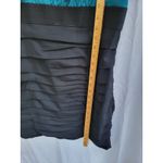 EXPRESS  Teal & Black Party Cocktail Mini Dress Satin Bodice Tiered Ruffle Sz 10 Photo 4