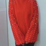 Blooming Jelly Red Lantern Sleeve Oversized Pullover Sweater w/Pearls Size Large Photo 15
