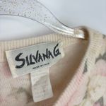 Vintage Silvana G Floral Sweater Wool Angora Size Large Pink Peony Photo 6