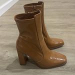 ALDO  Aurellane Nude Patent Leather Block Heel Ankle Stretch Bootie Sz  7 Photo 4