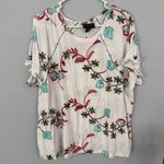 Liv Los Angeles Lightweight Crewneck Top w/ Embroidered Floral Vine Plus Size 2X Photo 0