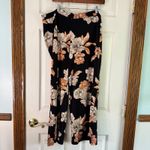 Susan Graver Floral Print Lounge Pants Wide Leg Comfy Black XLP Photo 4