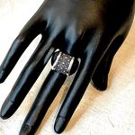 MICHAEL DAWKINS Sterling Silver Starry Night Oxidized Caviar Accented Ring Sz 7 Black Photo 13