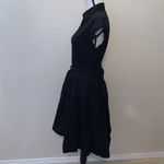 Norma Kamali  black half button down collared shirt sleeve midi fit n flare dress Photo 3