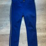 Anthropologie The Essential Slim Cropped Pants Size 4 Blue With Side Stripe Photo 0