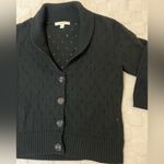 Merona Women’s 3/4 Sleeve Eyelet Button Up Black Cardigan Size Large Photo 2