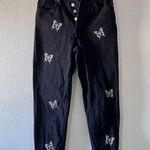 PacSun Women's 100% Cotton Black Ultra High Rise Slim Black Jeans Butterfly Desi Photo 4