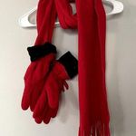 Thinsulate red black scarf mittens warm comfortable fleece one size Photo 0