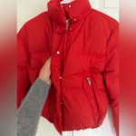 Athleta  Summit Cropped Puffer Jacket Winter Down Coat Red Orange Size XS FLAW Photo 5