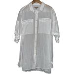 Burberry  Women’s Size L White Semi Sheer Cotton Voile Utility Button Down Shirt Photo 3
