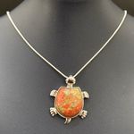 Unakite Jasper Gemstone Turtle Pendant on 18K GP Silver 18” Necklace 15g. Green Photo 11
