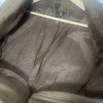 Vintage Coat Womens Genuine Leather Brown Long Double Breasted Trench 80’s Photo 8