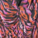 ASOS Zebra Print Plunge Long Sleeve Mini Dress Women's 10 Going Out Party Ruched Photo 9