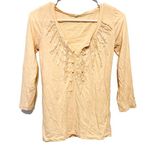 J.Crew  Shirt Women Size XS Blouse 100% Cotton Pale Orange 3/4 Sleeve V Neck Photo 0