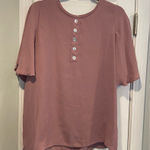 Zenana Outfitters Premium Size S Dusty Pink Batwing Sleeve Pullover Blouse Pearl Buttons Photo 0