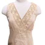 Talbots Sand V Neck Sleeveless Embroidered Trim Dress Size 8 NWT Photo 3