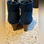 JustFab Faux Suede Lace Up Wedge Booties 9 navy blue Photo 4