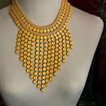 Vintage Cleopatra style Mustard Metal Dangle Disc Necklace. very Stunnin… Yellow Photo 0