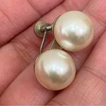 Vintage Japan Ivory White Double Faux Pearl Screw Back Non Photo 3