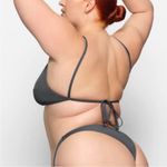 SKIMS NWT  High Neck Swim Top Gunmetal Grey Large Photo 2