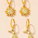Boutique 14k Gold tone Sun and Moon Earrings Photo 0