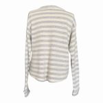 Southern Spirit XS Off White Fine Blue Striped Slub Knit Cropped Sweater NWOT Photo 3