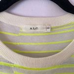 ALC Frank A.L.C. Cream Neon Yellow Striped Crewneck Pullover Sweater Lightweight size XS Photo 1