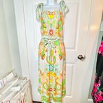 Rose + Olive Colorful Boho Paisley Geometric Maxi Skirt Set Pockets Green S NWOT Photo 1