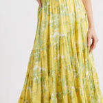Free People NWOT  Sundrenched Floral Tiered Maxi Yellow combo Sundress Sz S Photo 0