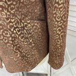 Pamela McCoy Metallic Leopard Print Leather Coat Brown Gold 1X‎ Zipper Front Photo 7