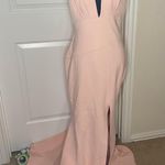 Blithe Blush Pink Plunge Neckline Side Slit Maxi Dress Photo 0