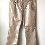 Citizens of Humanity Isola Patent Leather Crop Bootcut Pants Cashew Tan 34 Photo 2