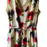 White floral romper small/medium sleeveless mini shorts romantic pink purple Photo 0