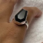 Onyx 925 Silver Natural Black Coffin Ring Size - 7.75 -RGN-785 Photo 4