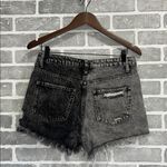 Vervet Cross waist Distressed Black and Gray Denim Shorts Women’s Size Medium Photo 4