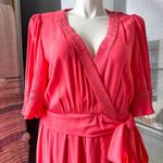 Kobi Halperin Elaine Flamingo Short Flutter Sleeve Wrap Midi Dress Women’s XL Pink Photo 2