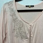 Cable & Gauge Soft Pink Beaded Womens Cardigan Sweater Medium Workwear Soft Girl Photo 5