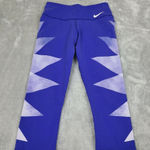 Nike  Activewear Leggings Women S Small Blue Geometric Capri Pull‎ On Dri Fit Photo 0
